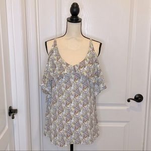 Belle Sky Cold Shoulder Paisley Top